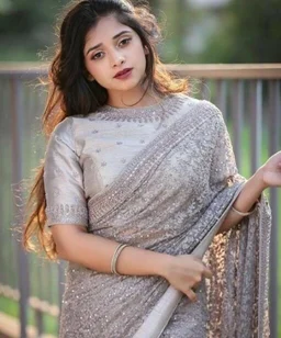 CHARVI DRISHYA Net Grey Color Sarees With Banarsi Silk Running Blouse